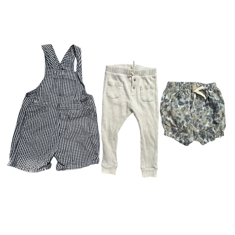 Baby Clothes‎ Lot 18–24M Cottagecore Gingham Overalls Floral Neutral Set